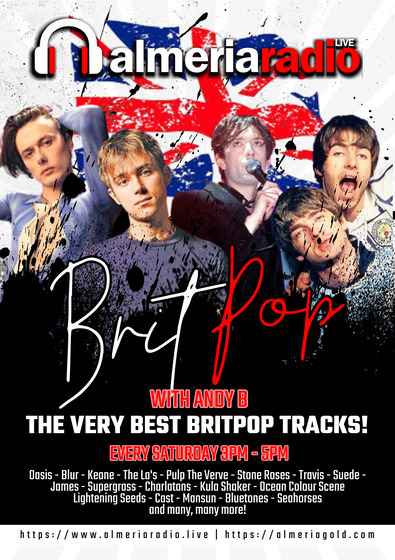 Join Andy B for Britpop every Saturday at 3pm